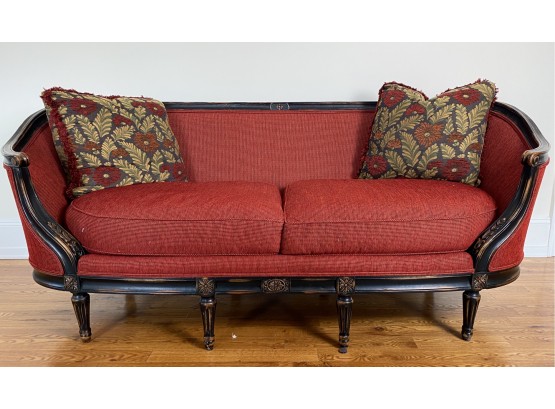 Vanguard Red Upholstered Louis XVI Style Sofa