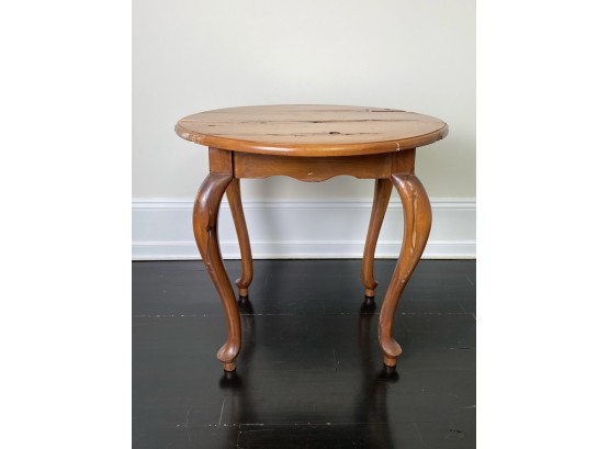 Antique Curved Side Table In Pine With Maple Stain