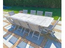 Teak Trestle Base Outdoor Dining Table With 12 Teak Chairs By Country Teak