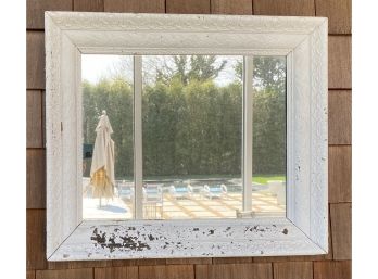 Distressed Wood Beach House Mirror In White