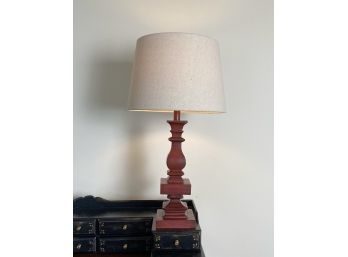 Red Table Lamp With White Shade