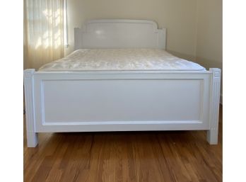 Custom Made King Size White Wooden Bed Frame With Head And Footboard