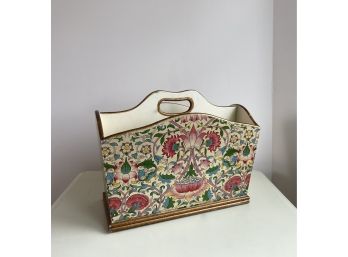 Magazine Or Book Holder With Floral Pattern And Gilt Accent