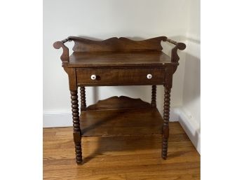 Early American Wooden Wash Or Basin Table With Spindle Legs