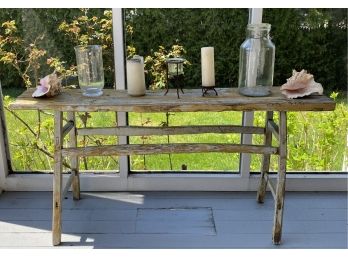 Early American Antique Rustic Console Table Distressed Finish