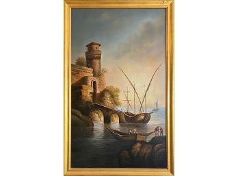 Oil On Canvas Painting  - Castle Scene From Chelsea House