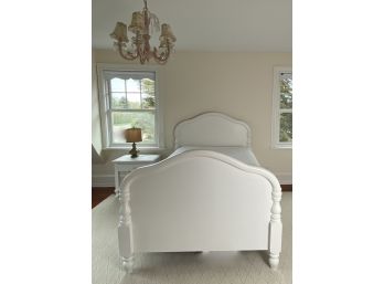 Custom Made Full Sized Wood Bed Frame With Head And Foot Board, Painted White