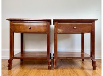 Pair Of Custom Made Single Drawer Chestnut Stained Side Or Night Tables
