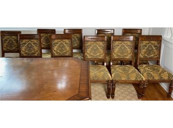 Ten Wood And Upholstered Dining Chairs - 8 Side, 2 Arm