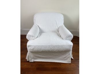 White Slip Covered Lounge Reading Chair