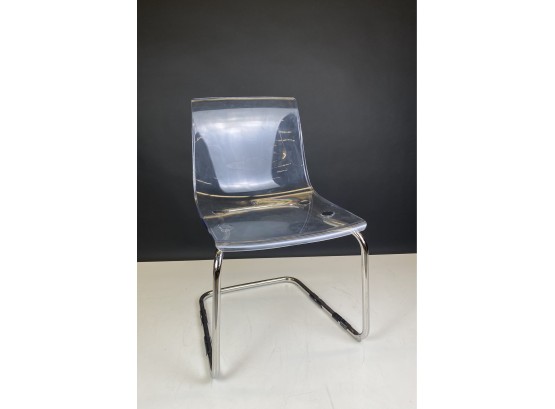 Lucite And Chrome Cantilevered Chair By Ikea