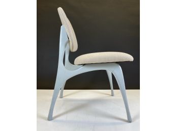 Prouve - Like Grey Painted Wood And Upholstered Mid Century Chair