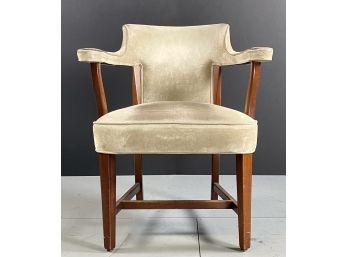 Mid Century Wood And Upholstered Arm Chair