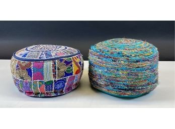 Two Colorful Poufs  -  One Moroccan Style