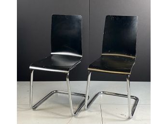 Pair Of Mid Century Style Black Bent Plywood Cantilever Chairs