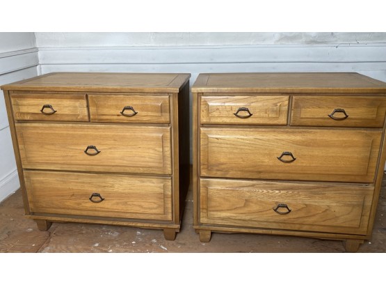 Pair Of Mid Century Modern Danish Hardwood, 4 Drawer Dressers