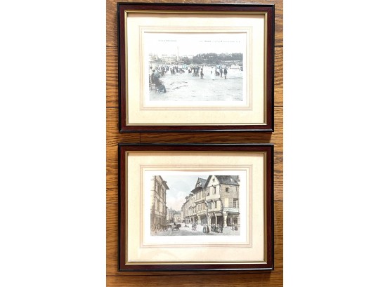Two French Plates Or Print Framed From Dinard, France