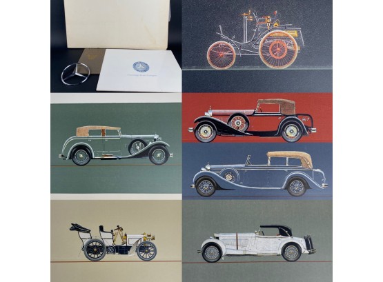 Mercedes Benz Paraphernalia And 6 Etchings Of Historic Mercedes Benz Models