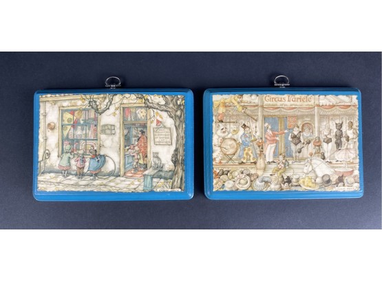 Two Prints On Wood By Anton Pieck