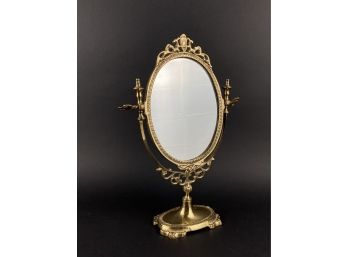 14 1/2' Tall Brass Table Top Mirror