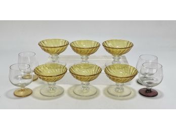 10 Antique Apertif Glasses In Small Size And Color