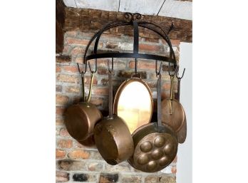 Iron Pot Wall Hanging Unit With Copper Pots