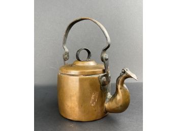 Antique Copper And Hand Forged Iron Kettle
