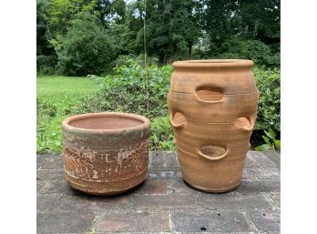 Pair Of Terracotta Planters - One Strawberry Planter