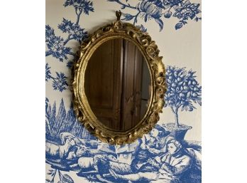 Small Vintage Made In Italy Gilt Floral Wall Mirror