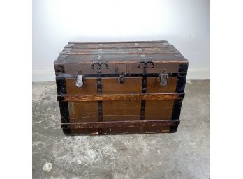 Antique Travel Trunk With Locks From Yale & Towne On Castors