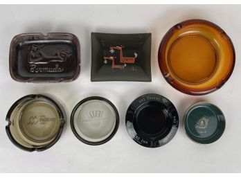 Lot Of 7 Vintage Glass And Ceramic Ashtrays From Different Parts Of The World