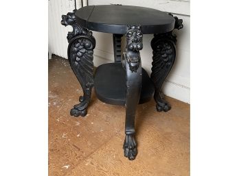 Antique Gothic Gargoyle Griffin Side Table Painted Black