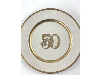 50th Anniversary Porcelain And Gold Rim Plate By Mikasa