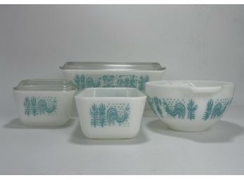 Set Of 4 Vintage Pyrex In Amish Butter Print