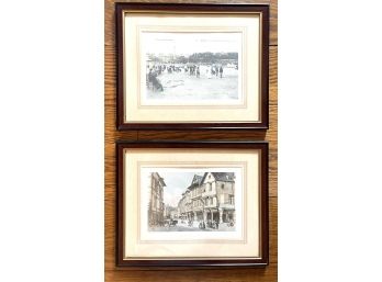Two French Plates Or Print Framed From Dinard, France