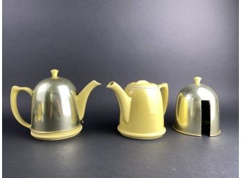 Two Hall Canary Yellow Teapots With Insulated Cover.