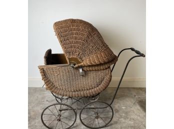 Antique Wicker Buggy Or Baby Carriage Pram