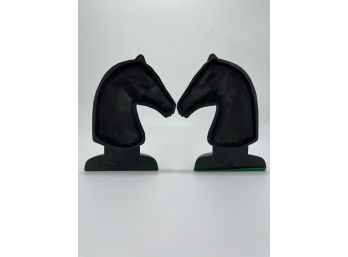 Vintage Iron Horse Head Book Ends