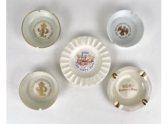 Lot Of Five Vintage Ceramic Ashtrays From All Over The World