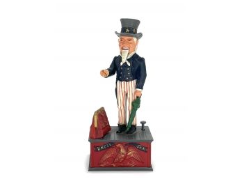 Vintage Uncle Sam Iron Mechanical Coin Bank