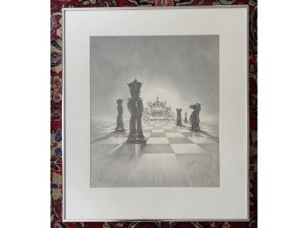 Framed Pencil On Paper - Signed Drawing By Aldrich '82