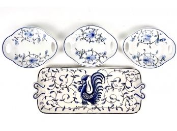Four Blue And White Dishes From Portugal