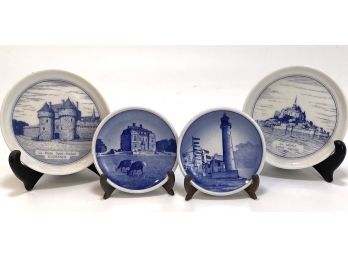 Four Blue And White Ceramic Small Plates Two Royal Copenhagen And Two From France