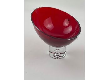 Red Bombay Candle Holder, Glass Made In Poland