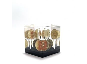 Acrylic Cube With Floating Pennies - Made In Canada