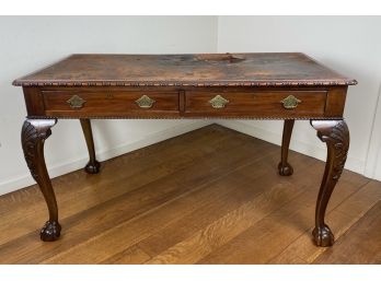 Phenomenal Rococo Claw Foot Two Drawer Writing Desk - Leather Top Needs Replacement
