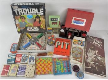 Lot Of Vintage Games, Gaming Pieces, Board Games And Cards