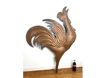 Large Antique Copper And Brass Rooster Weather Vane
