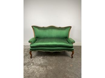 Cuban Green Silk Victorian Sofa Rare Shape - Brought From Cuba In The 1950's