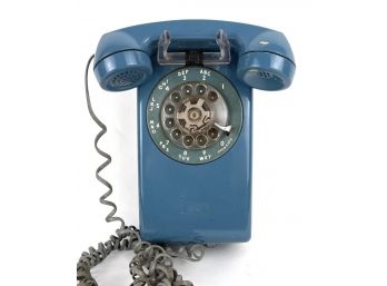 Vintage At&T Rotary Wall Phone In Blue !